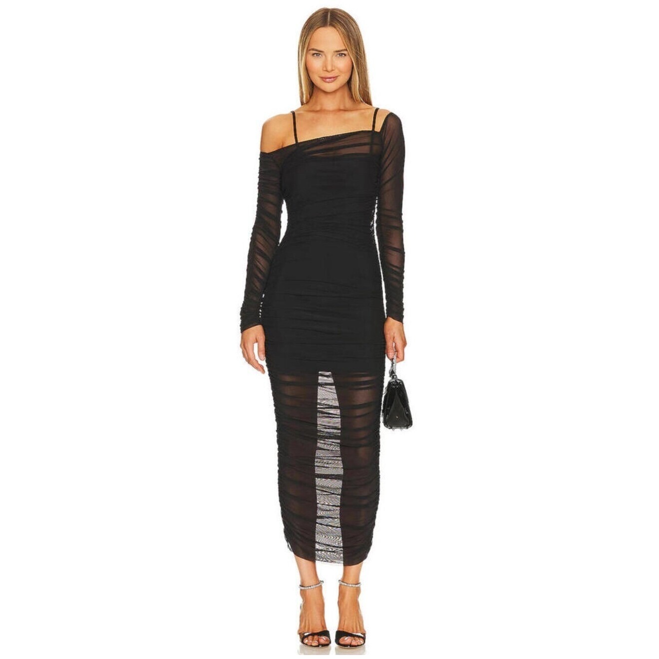 Nwt Ser.O.Ya Chantae Black Mesh Dress Sz Xs $278